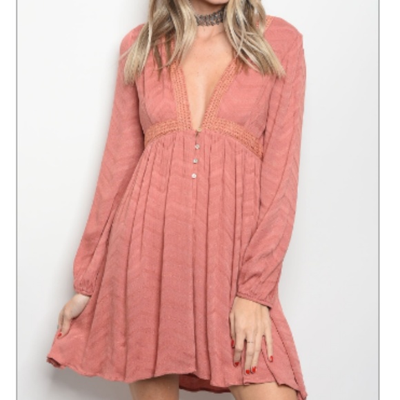 C.C. Boutique Dresses & Skirts - ONE LEFT SZ S!! Dusty Rose Blush Long Sleeve Dress
